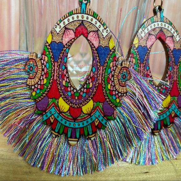 Set of Two Boho Multi-Color Earrings (Two Pieces) - Picture 4 of 11